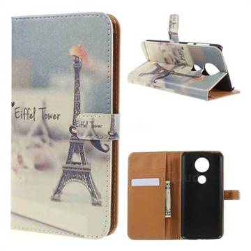 Eiffel Tower Leather Wallet Case for Motorola Moto E5 Plus