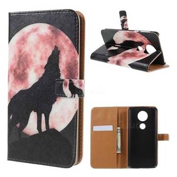 Moon Wolf Leather Wallet Case for Motorola Moto E5 Plus