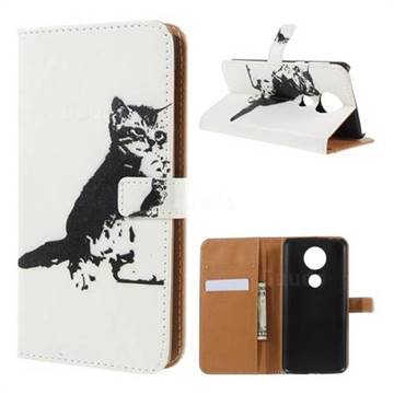 Cute Cat Leather Wallet Case for Motorola Moto E5 Plus