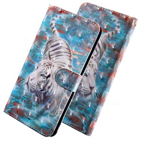 White Tiger 3D Painted Leather Wallet Case for Motorola Moto E5 Plus