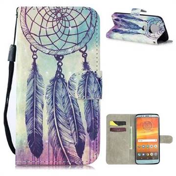 Feather Wind Chimes 3D Painted Leather Wallet Phone Case for Motorola Moto E5 Plus