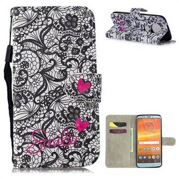 Lace Flower 3D Painted Leather Wallet Phone Case for Motorola Moto E5 Plus