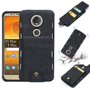 Woven Pattern Multi-function Leather Phone Case for Motorola Moto E5 Plus - Black