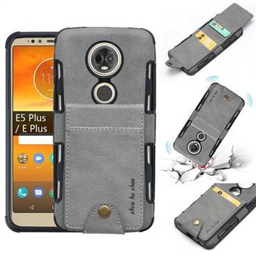 Woven Pattern Multi-function Leather Phone Case for Motorola Moto E5 Plus - Gray