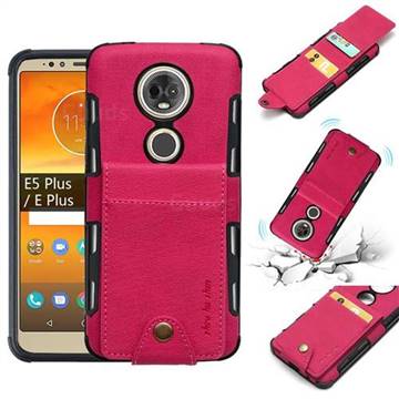 Woven Pattern Multi-function Leather Phone Case for Motorola Moto E5 Plus - Red