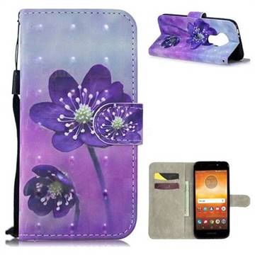 Purple Flower 3D Painted Leather Wallet Phone Case for Motorola Moto E5 Play Go