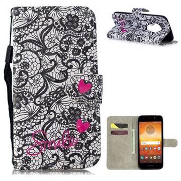 Lace Flower 3D Painted Leather Wallet Phone Case for Motorola Moto E5 Play Go