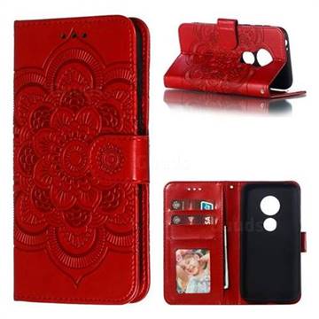 Intricate Embossing Datura Solar Leather Wallet Case for Motorola Moto E5 Play Go - Red
