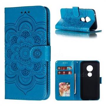 Intricate Embossing Datura Solar Leather Wallet Case for Motorola Moto E5 Play Go - Blue