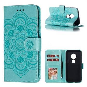 Intricate Embossing Datura Solar Leather Wallet Case for Motorola Moto E5 Play Go - Green