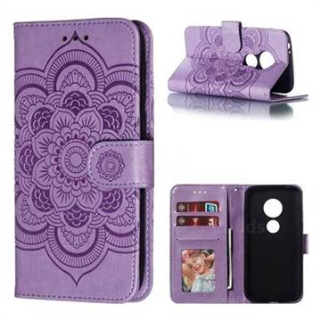 Intricate Embossing Datura Solar Leather Wallet Case for Motorola Moto E5 Play Go - Purple