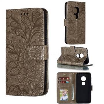 Intricate Embossing Lace Jasmine Flower Leather Wallet Case for Motorola Moto E5 Play Go - Gray