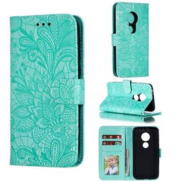 Intricate Embossing Lace Jasmine Flower Leather Wallet Case for Motorola Moto E5 Play Go - Green