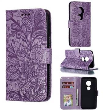 Intricate Embossing Lace Jasmine Flower Leather Wallet Case for Motorola Moto E5 Play Go - Purple