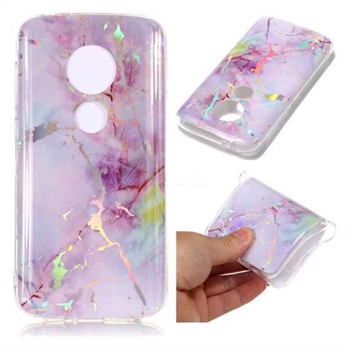 Pink Purple Marble Pattern Bright Color Laser Soft TPU Case for Motorola Moto E5 Play
