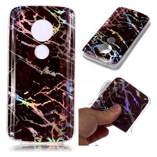 Black Brown Marble Pattern Bright Color Laser Soft TPU Case for Motorola Moto E5 Play