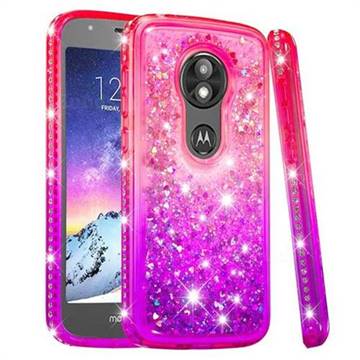 Diamond Frame Liquid Glitter Quicksand Sequins Phone Case for Motorola Moto E5 Play - Pink Purple