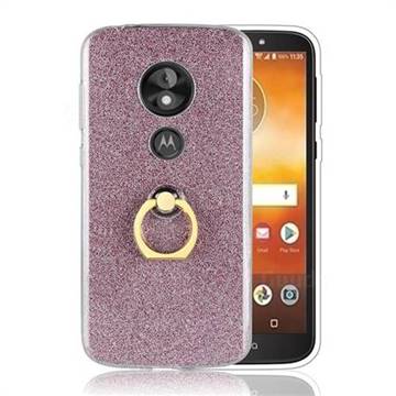 Luxury Soft TPU Glitter Back Ring Cover with 360 Rotate Finger Holder Buckle for Motorola Moto E5 Play - Pink