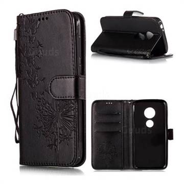 Intricate Embossing Dandelion Butterfly Leather Wallet Case for Motorola Moto E5 Play - Black