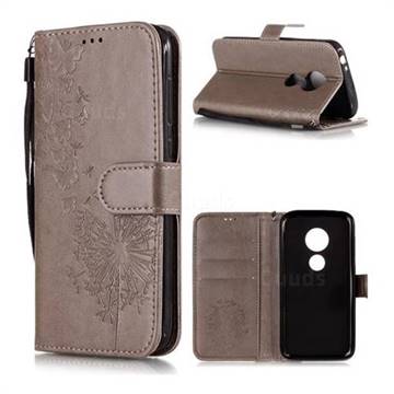 Intricate Embossing Dandelion Butterfly Leather Wallet Case for Motorola Moto E5 Play - Gray
