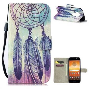 Feather Wind Chimes 3D Painted Leather Wallet Phone Case for Motorola Moto E5 Play