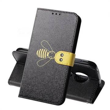 Silk Texture Bee Pattern Leather Phone Case for Motorola Moto E5 Play (Moto E5 Cruise) - Black