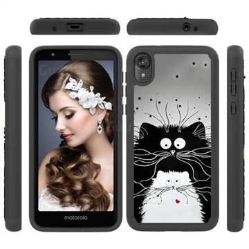 Black and White Cat Shock Absorbing Hybrid Defender Rugged Phone Case Cover for Motorola Moto E6
