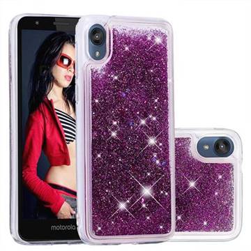 Dynamic Liquid Glitter Quicksand Sequins TPU Phone Case for Motorola Moto E6 - Purple