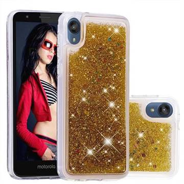 Dynamic Liquid Glitter Quicksand Sequins TPU Phone Case for Motorola Moto E6 - Golden