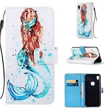 Mermaid Matte Leather Wallet Phone Case for Motorola Moto E6