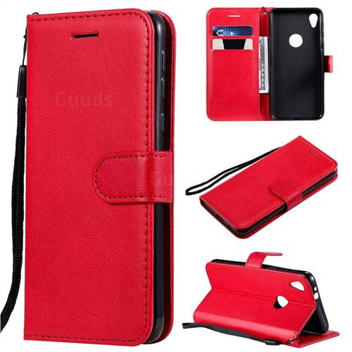Retro Greek Classic Smooth PU Leather Wallet Phone Case for Motorola Moto E6 - Red