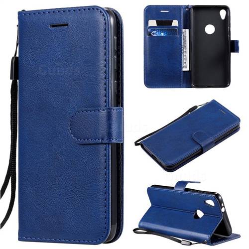 Retro Greek Classic Smooth PU Leather Wallet Phone Case for Motorola Moto E6 - Blue