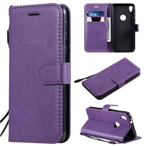 Retro Greek Classic Smooth PU Leather Wallet Phone Case for Motorola Moto E6 - Purple