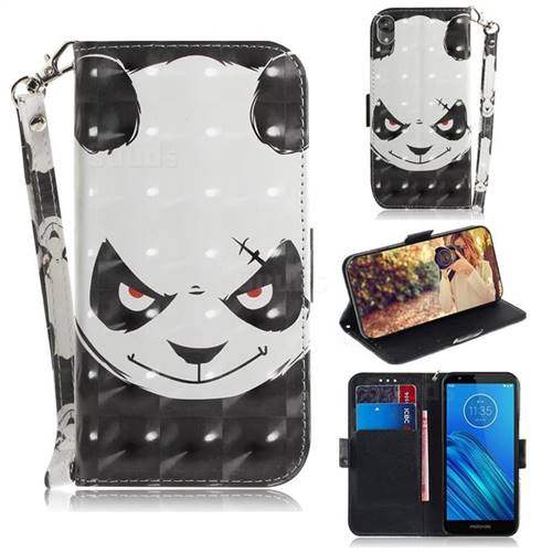 Angry Bear 3D Painted Leather Wallet Phone Case for Motorola Moto E6