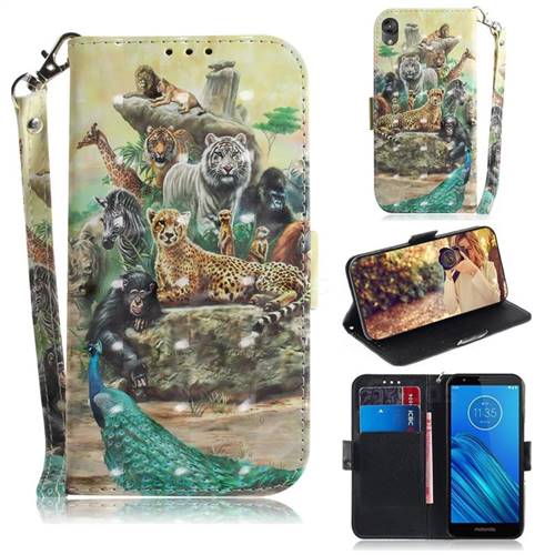 Beast Zoo 3D Painted Leather Wallet Phone Case for Motorola Moto E6