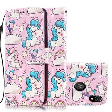 Angel Pony 3D Painted Leather Wallet Case for Motorola Moto E6