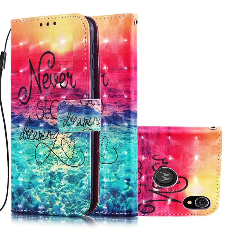 Colorful Dream Catcher 3D Painted Leather Wallet Case for Motorola Moto E6