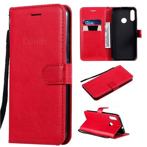 Retro Greek Classic Smooth PU Leather Wallet Phone Case for Motorola Moto E6 Plus - Red