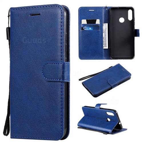 Retro Greek Classic Smooth PU Leather Wallet Phone Case for Motorola Moto E6 Plus - Blue