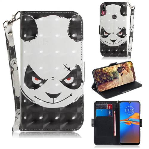 Angry Bear 3D Painted Leather Wallet Phone Case for Motorola Moto E6 Plus