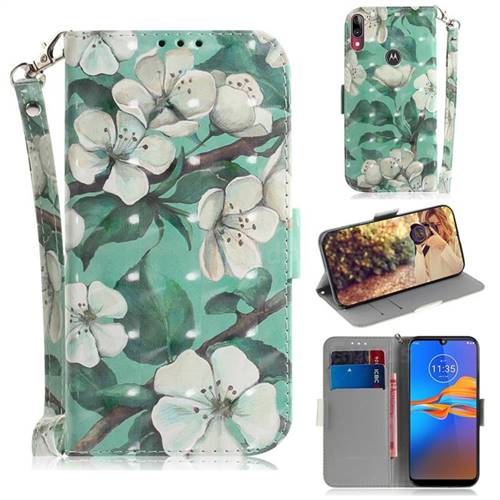 Watercolor Flower 3D Painted Leather Wallet Phone Case for Motorola Moto E6 Plus