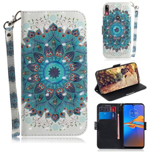 Peacock Mandala 3D Painted Leather Wallet Phone Case for Motorola Moto E6 Plus