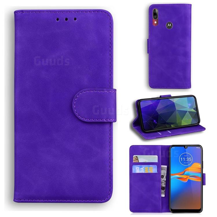 Retro Classic Skin Feel Leather Wallet Phone Case for Motorola Moto E6 Plus - Purple