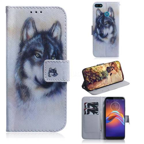 Snow Wolf PU Leather Wallet Case for Motorola Moto E6 Play