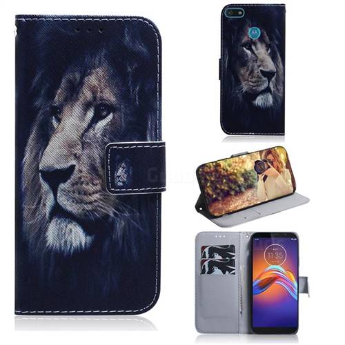 Lion Face PU Leather Wallet Case for Motorola Moto E6 Play