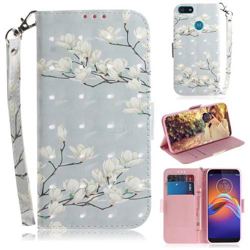 Magnolia Flower 3D Painted Leather Wallet Phone Case for Motorola Moto E6 Play
