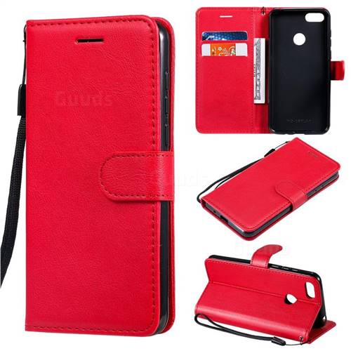 Retro Greek Classic Smooth PU Leather Wallet Phone Case for Motorola Moto E6 Play - Red