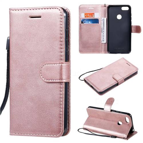 Retro Greek Classic Smooth PU Leather Wallet Phone Case for Motorola Moto E6 Play - Rose Gold