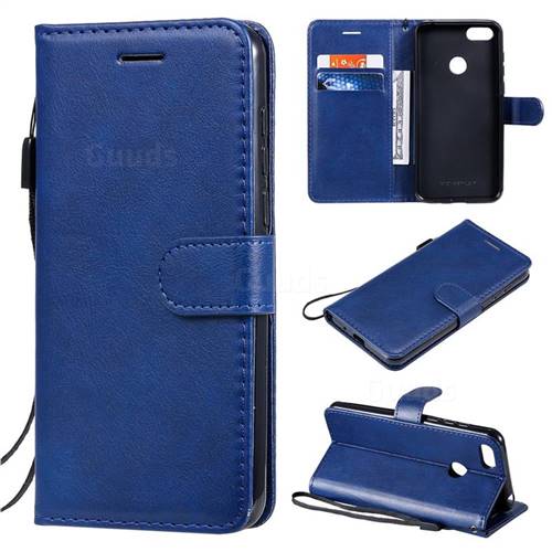 Retro Greek Classic Smooth PU Leather Wallet Phone Case for Motorola Moto E6 Play - Blue