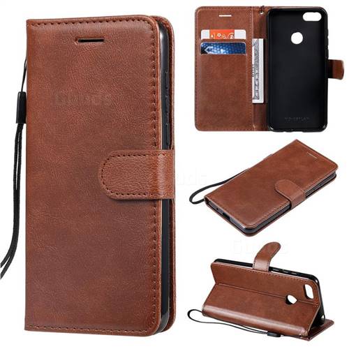 Retro Greek Classic Smooth PU Leather Wallet Phone Case for Motorola Moto E6 Play - Brown